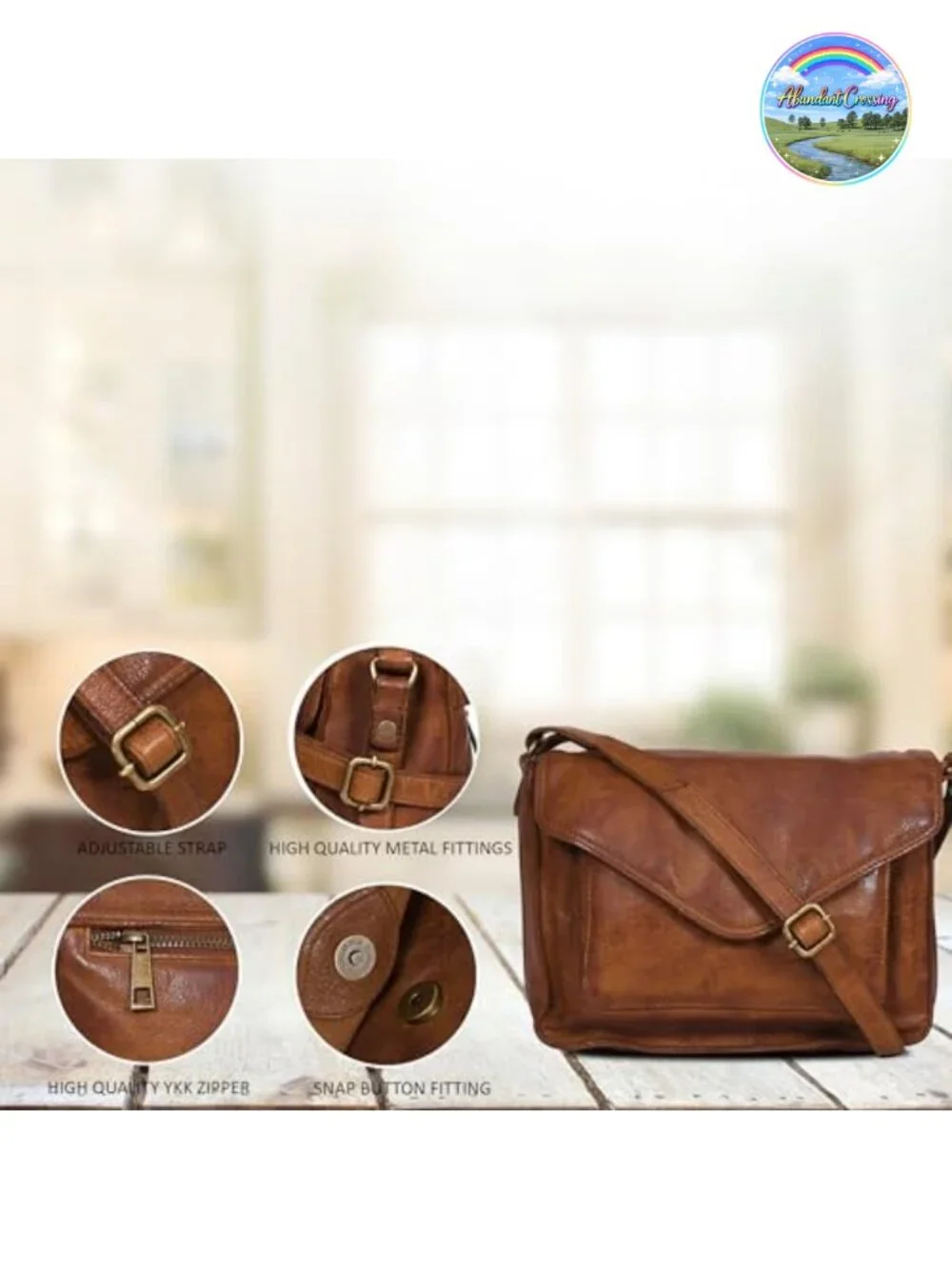 Genuine Leather Crossbody Purse for Women, Shoulder Bag with Adjustable Strap